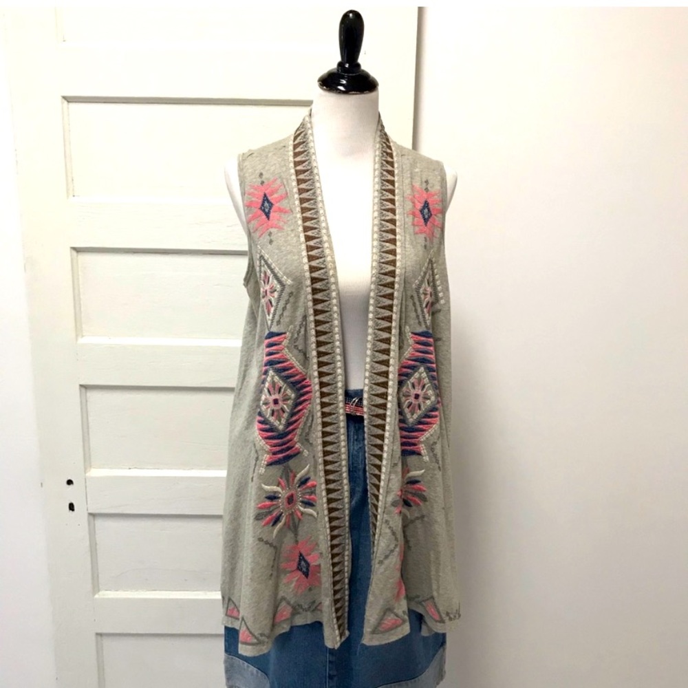 Johnny Was Tierra Embroidered Drape Vest